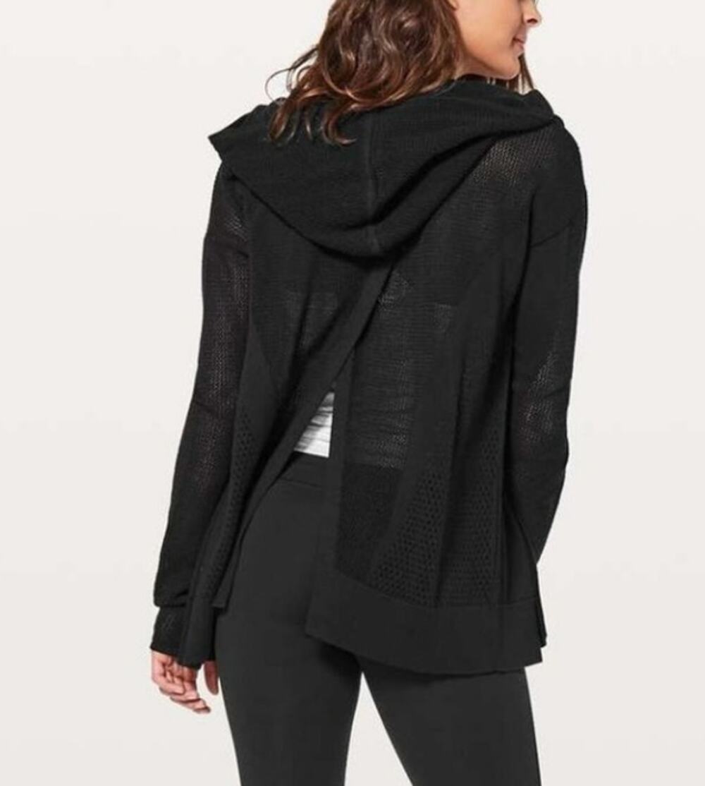 Lululemon Still Movement Wrap Hooded Cardigan Open Knit Womens Size 4 XS
